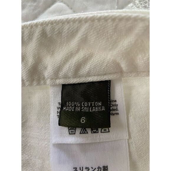 Eddie Bauer Denim Skirt Off White Button Fly Knee Length Skirt Size 6 - Picture 4 of 12